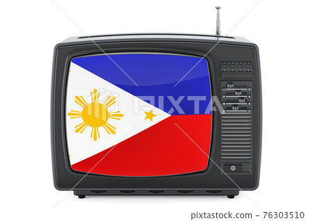 Filipino Television concept. TV set with flag of Philippines. 3D rendering 76303510