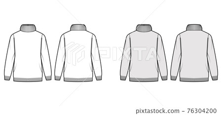Sweater Exaggerated Turtleneck technical fashion illustration with long sleeves, oversized, hip length, knit rib trim. Sweater Exaggerated Turtleneck technical fashion illustration with long sleeves, oversized, hip length, knit rib trim. 76304200