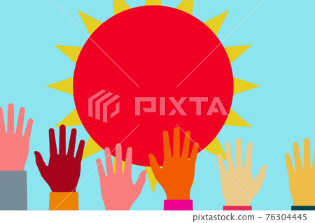 Palm and sun 76304445