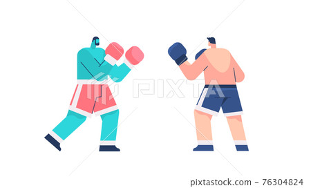 two professional boxers fighting on arena sportsmen boxing healthy lifestyle sport concept 76304824