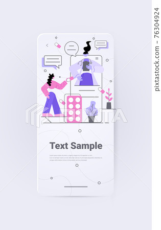woman patient discussing with doctor on smartphone screen during video call online consultation woman patient discussing with doctor on smartphone screen during video call online consultation 76304924