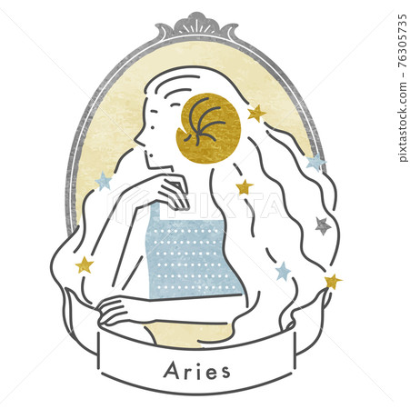 白羊座女孩在 12 星座與框架 （矢量） 76305735