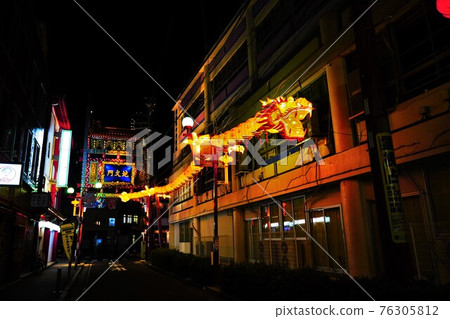 唐人街夜景裝飾 唐人街夜景裝飾 76305812