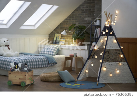 Attic with slanted window 76306393