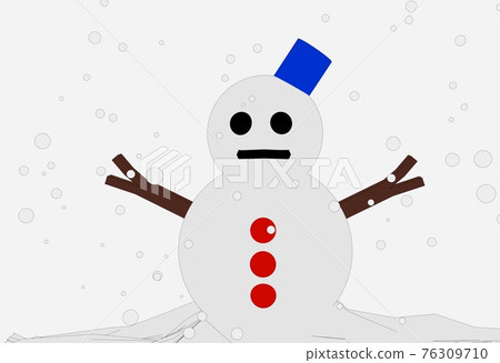 可愛的雪人和積雪 可愛的雪人和積雪 76309710