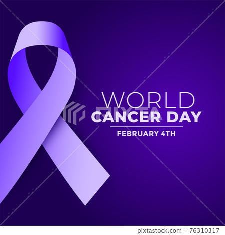 world cancer day purple realistic ribbon concept design 76310317