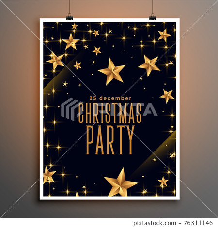 black and golden stars christmas party flyer design 76311146
