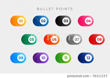 bullet points numbers in button style from one to twelve 76311157