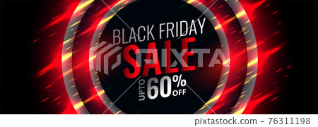 black friday red banner with sparkle glows 76311198