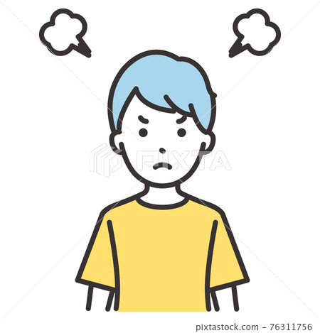 兒童男孩面部表情生氣 76311756