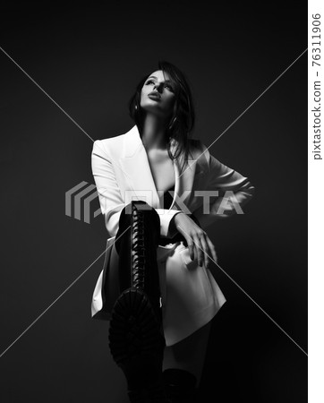 Black and white. Gorgeous naughty rich woman in Black and white. Gorgeous naughty rich woman in 76311906