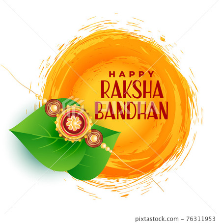 happy raksha bandhan greeting design with leaves happy raksha bandhan greeting design with leaves 76311953