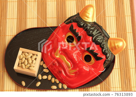 Demon mask and Setsubun beans Demon mask and Setsubun beans 76313893