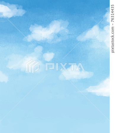 藍天雲積雨雲夏日插畫手繪 76314435