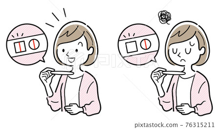 插圖素材:女性,檢查妊娠試驗的判斷 插圖素材:女性,檢查妊娠試驗的判斷 76315211