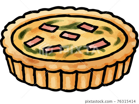 [Hand-drawn vector illustration material] Bacon and spinach quiche lorraine 76315414