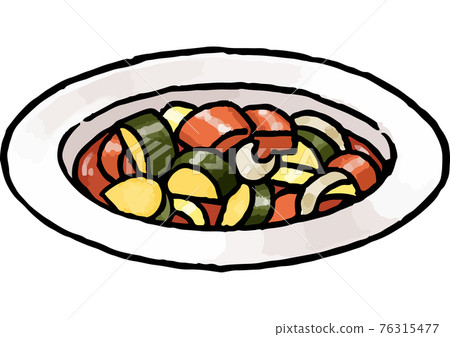 [Hand-drawn vector illustration material] Ratatouille illustration 76315477