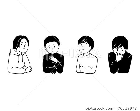 一組4位思考的男同學 一組4位思考的男同學 76315978