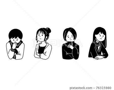 一組4位思考的女同學 一組4位思考的女同學 76315980