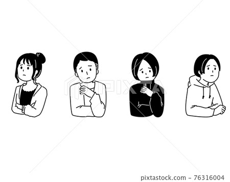 一組四位思考的青年男女 一組四位思考的青年男女 76316004