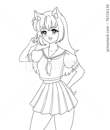 Anime Schoolgirl, in Chuck Foster's Sketches Comic Art Gallery Room