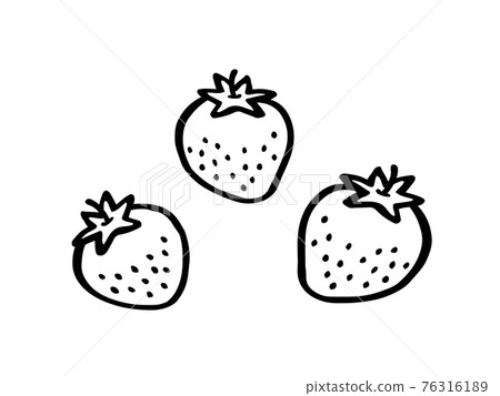 Cute strawberry (black color) / handwritten illustration material 76316189