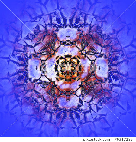 abstract background with rusty metal kaleidoscope pattern, purple hue. Digitally created 3d illustration 76317283