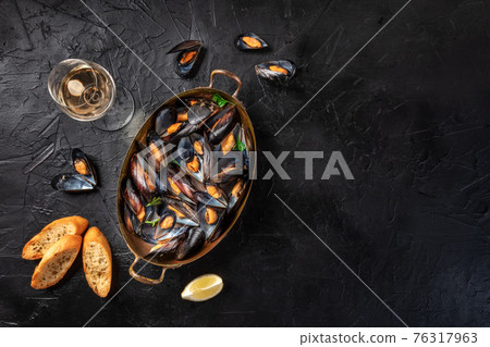 Mussels and wine design layout Mussels and wine design layout 76317963