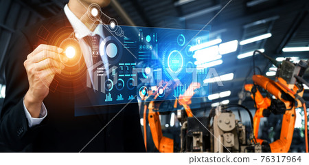 Advanced robot arm system for digital industry and factory robotic technology 76317964
