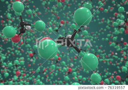 Chloral molecule, ball-and-stick molecular model. Chemical 3d rendering 76319557