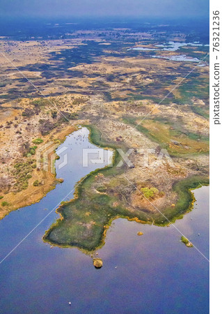 Aerial view, Okavango Wetlands, Okavango Delta, Botswana 76321236