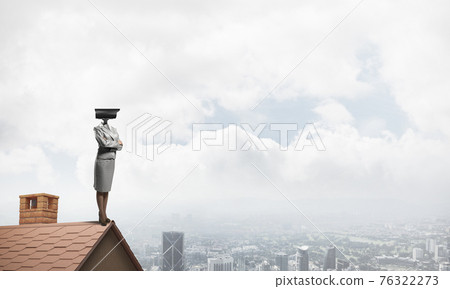 Concept of home security and privacy protection with camera head Concept of home security and privacy protection with camera head 76322273