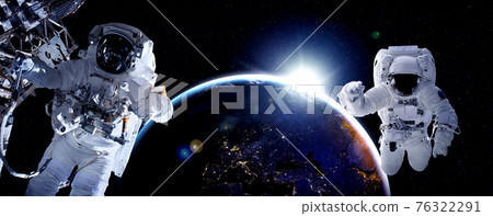 Astronaut spaceman do spacewalk while working for space station Astronaut spaceman do spacewalk while working for space station 76322291