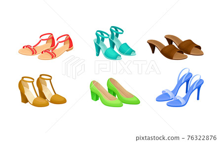 Womens Shoes with High Heels and Flat Sole Vector Set Womens Shoes with High Heels and Flat Sole Vector Set 76322876