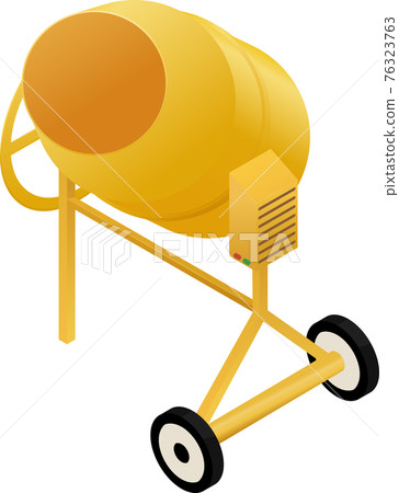 Isometric yellow concrete mixer isolated on white 76323763