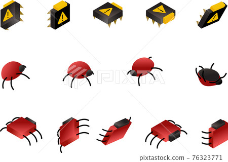 Computer bug isometric icon set isolated on white Computer bug isometric icon set isolated on white 76323771
