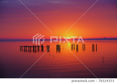Chaoyang Morning glow Asahi Lake surface Sunrise 76324353