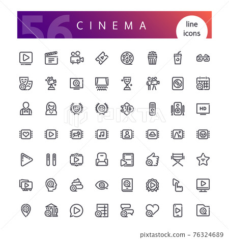 Cinema Line Icons Set 76324689