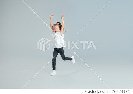 Pretty caucasian girl portrait isolated on white studio background with copyspace Pretty caucasian girl portrait isolated on white studio background with copyspace 76324985