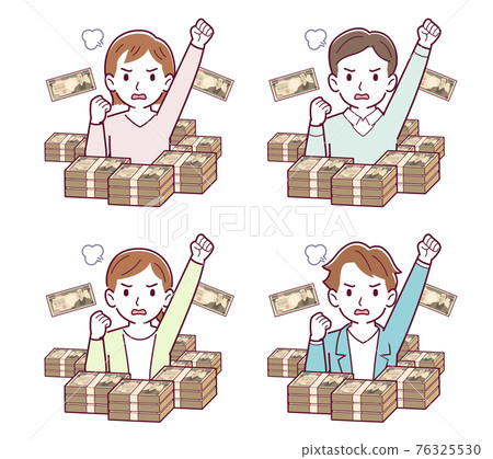 A person surrounded by money 76325530