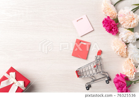 Mother's Day Carnation Gift Shopping Cart Mother's Day greeting 母の日 カーネーショ 76325536