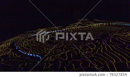 Night view of the terraced rice terraces at Sanmaida, Japan. Night view of the terraced rice terraces at Sanmaida, Japan. 76327854