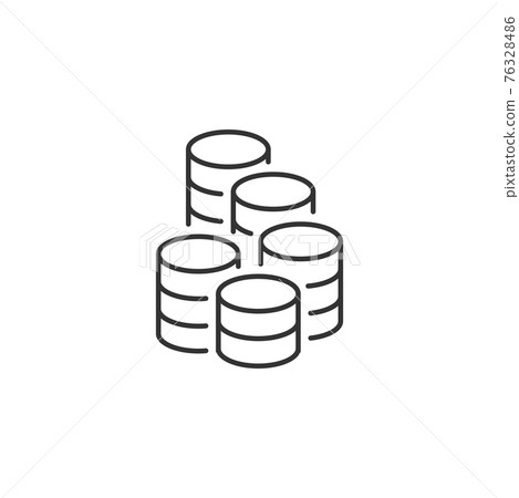 Coins Stack Related Vector Line Icon. - Stock Illustration [76328486 ...