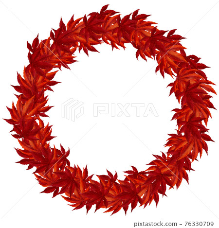 Colorful autumn Maple Leave Wreath Watercolor 76330709