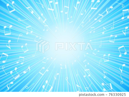 Light blue background illustration of musical notes and concentrated lines no.02 Light blue background illustration of musical notes and concentrated lines no.02 76330925