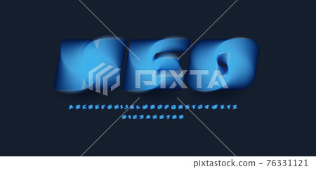 3D Magic alphabet, twisting and blending funnel, blue hurricane font for modern logo, headline, monogram, creative lettering, typography and label. Ice cubes letters vector typographic design 76331121