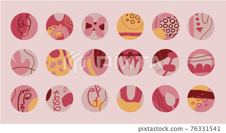 Abstract set of vector highlight covers for stories. Contemporary shapes and minimalist elements. Round icons for bloggers social media stories. Abstract set of vector highlight covers for stories. Contemporary shapes and minimalist elements. Round icons for bloggers social media stories. 76331541