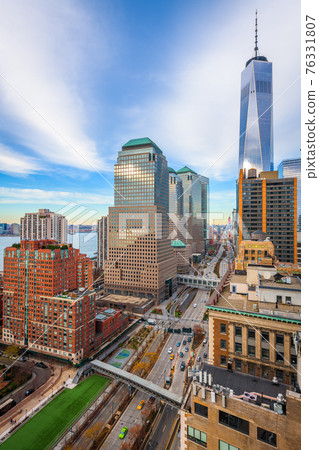 New York, New York, USA financial district cityscape over the West Side Highway New York, New York, USA financial district cityscape over the West Side Highway 76331807