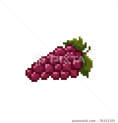 Pixel art red grapes icon. Isolated pixel bunch... - Stock Illustration ...