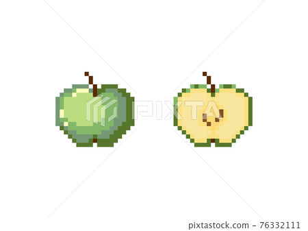 Pixel art green apple icon set. Pixelated retro... - Stock ...